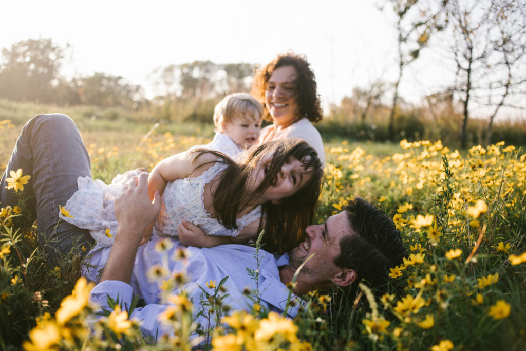 Frankfort Family Photographer lifestyle session in field 