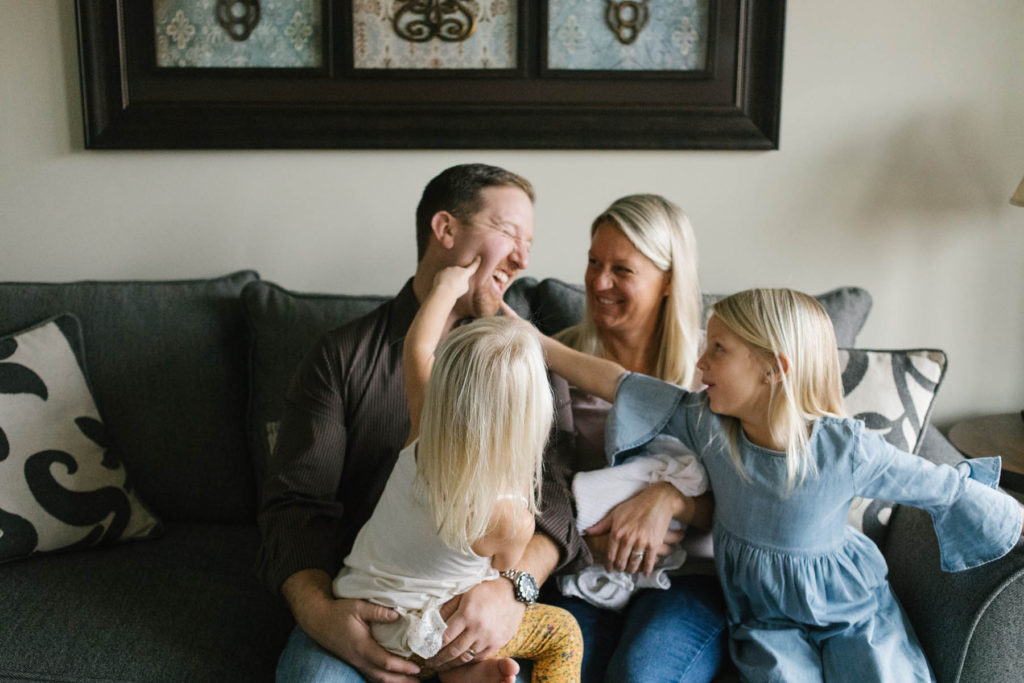 Chicago newborn and family lifestyle photographer, Elle Baker Photography, laughing family photo