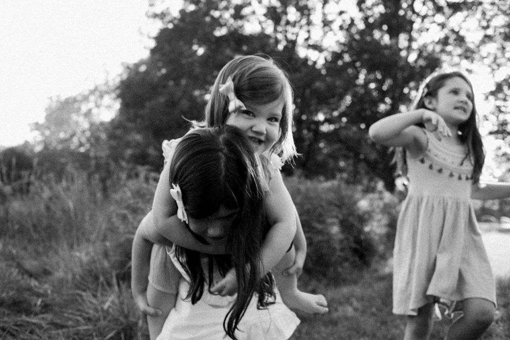 Hickory Creek Preserve in Mokena, IL, Photo by Elle Baker Photography, piggy back during session, Posing ideas for siblings
