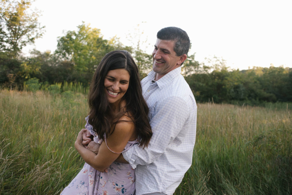 Hickory Creek Preserve in Mokena, IL, Photo by Elle Baker Photography, husband and wife playful during candid session