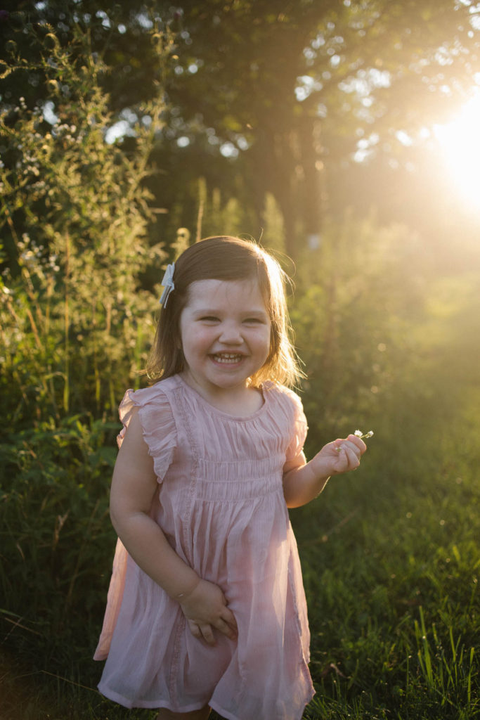 Hickory Creek Preserve in Mokena, IL, Photo by Elle Baker Photography, little girl smiling during family portrait session, outdoors