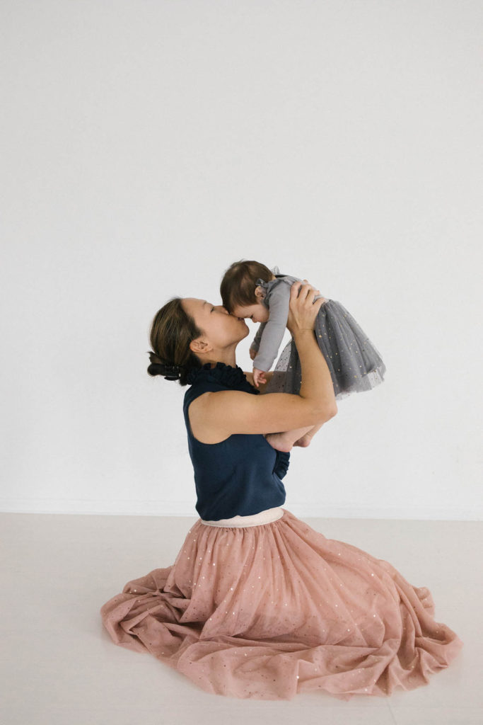 Family Photographer in Naperville, Illinois, Photo by Elle Baker Photography, mommy and me matching Ele Story glitter tulle skirts