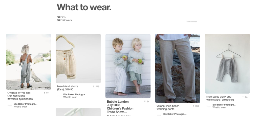 Laurie Baker guides clients on what to wear with her Pinterest board Elle Baker Photography