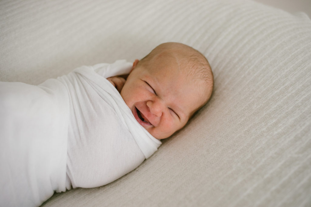 Smiling New Lenox Newborn | chicago newborn photographer | Photo by Elle Baker Photography
