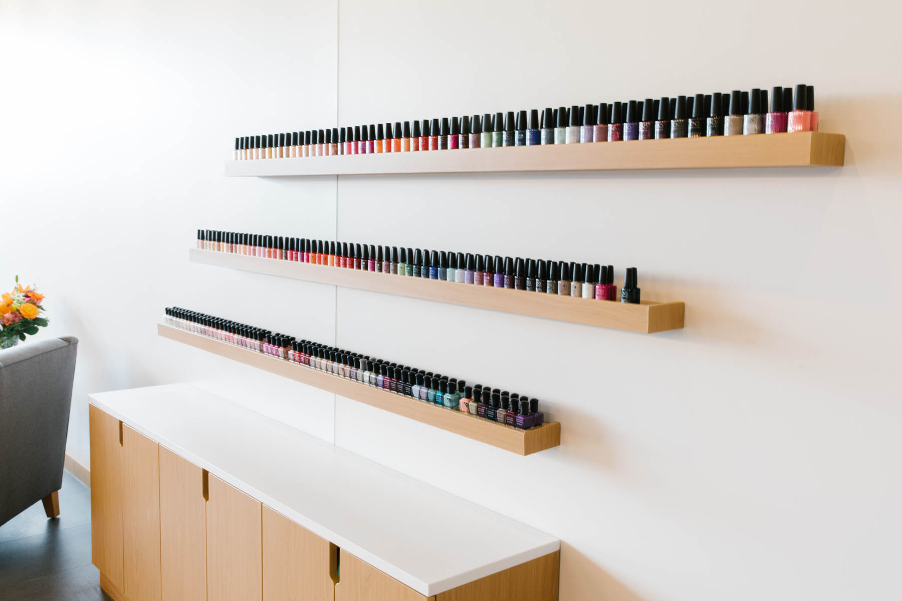 rows of nail polish during branding shoot with Elle Baker Photography