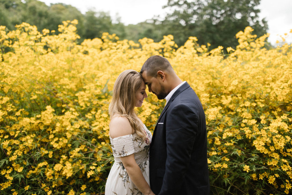 an engagement session in an outdoor field in Mokena 
